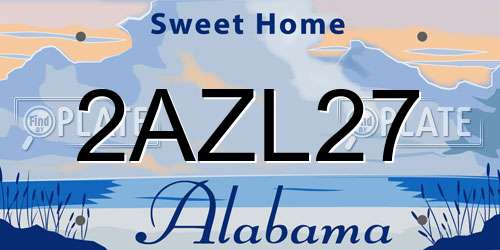 2AZL27 Alabama License Plate