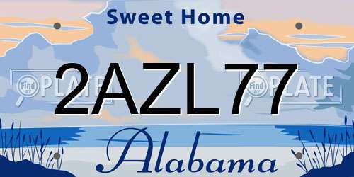 2AZL77 Alabama License Plate