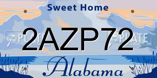 2AZP72 Alabama License Plate