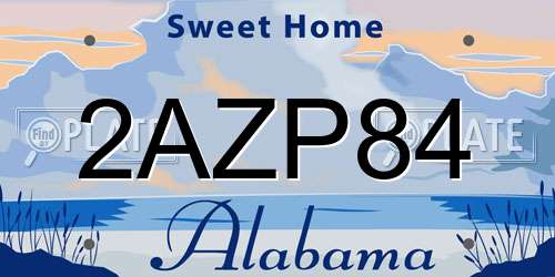 2AZP84 Alabama License Plate
