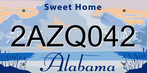 2AZQ042 Alabama License Plate