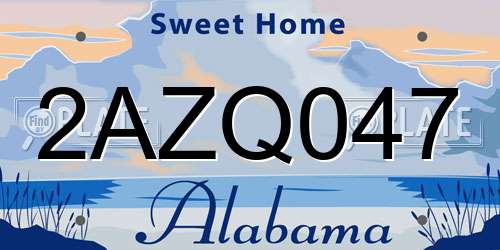 2AZQ047 Alabama License Plate