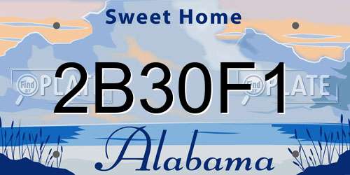 2B30F1 Alabama License Plate