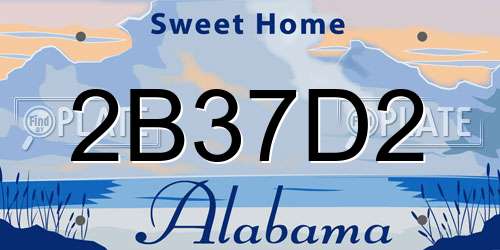 2B37D2 Alabama License Plate