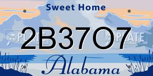2B37O7 Alabama License Plate