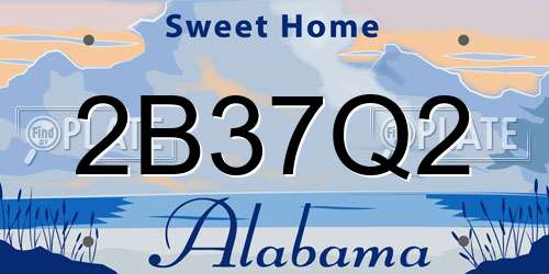 2B37Q2 Alabama License Plate