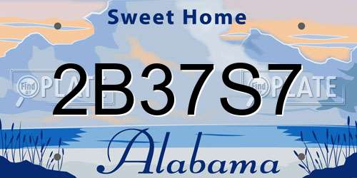 2B37S7 Alabama License Plate
