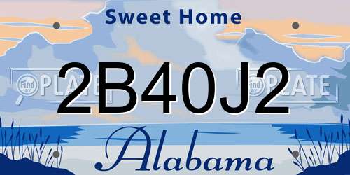 2B40J2 Alabama License Plate