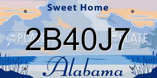 2B40J7 Alabama License Plate