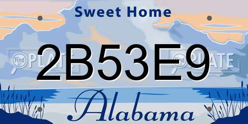 2B53E9 Alabama License Plate
