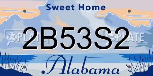 2B53S2 Alabama License Plate