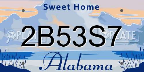 2B53S7 Alabama License Plate