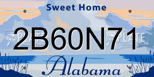 2B60N71 Alabama License Plate