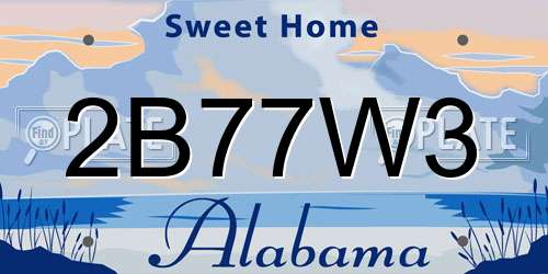 2B77W3 Alabama License Plate