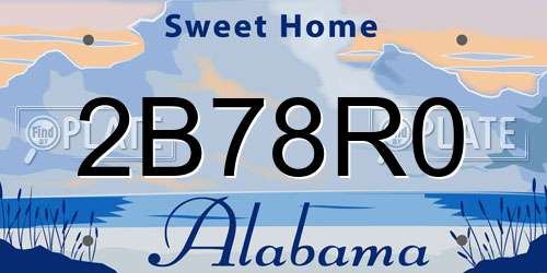 2B78R0 Alabama License Plate