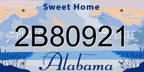 2B80921 Alabama License Plate