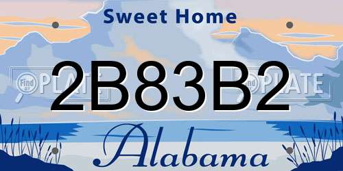 2B83B2 Alabama License Plate