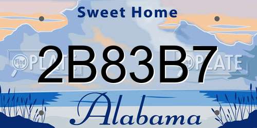 2B83B7 Alabama License Plate
