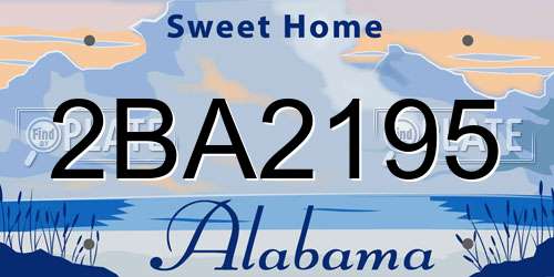 2BA2195 Alabama License Plate