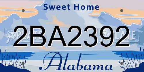 2BA2392 Alabama License Plate