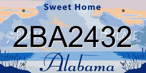 2BA2432 Alabama License Plate