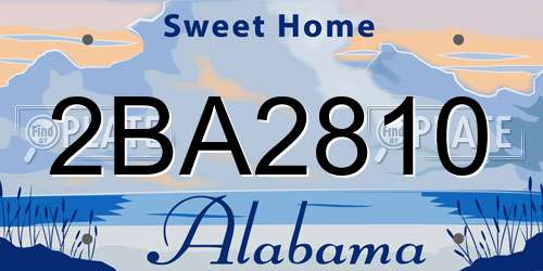 2BA2810 Alabama License Plate
