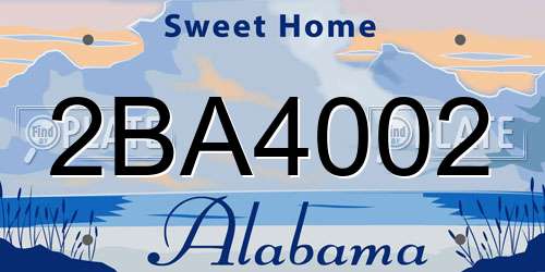 2BA4002 Alabama License Plate