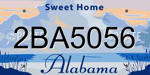 2BA5056 Alabama License Plate