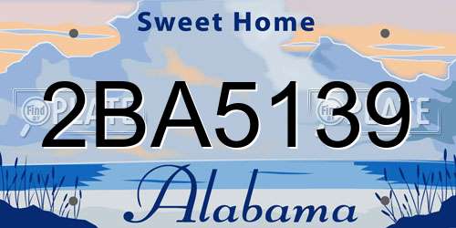 2BA5139 Alabama License Plate