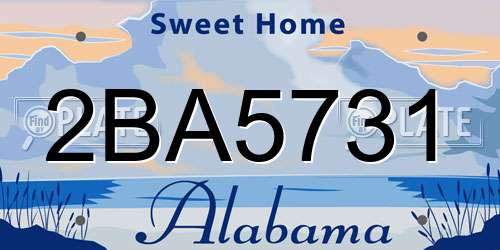 2BA5731 Alabama License Plate