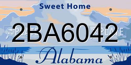 2BA6042 Alabama License Plate