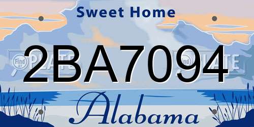 2BA7094 Alabama License Plate
