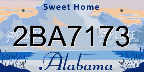 2BA7173 Alabama License Plate