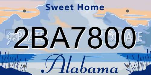 2BA7800 Alabama License Plate