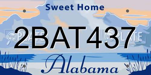2BAT437 Alabama License Plate