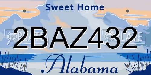 2BAZ432 Alabama License Plate