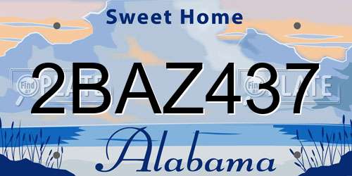 2BAZ437 Alabama License Plate