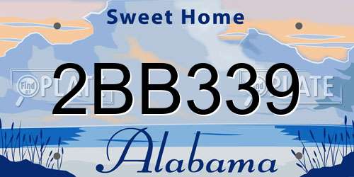 2BB339 Alabama License Plate
