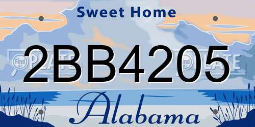 2BB4205 Alabama License Plate