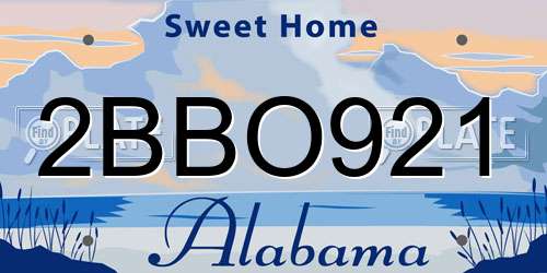 2BBO921 Alabama License Plate