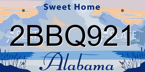 2BBQ921 Alabama License Plate