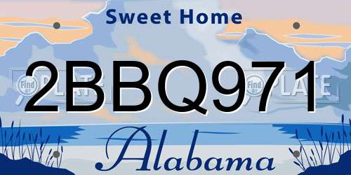 2BBQ971 Alabama License Plate