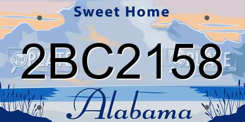 2BC2158 Alabama License Plate