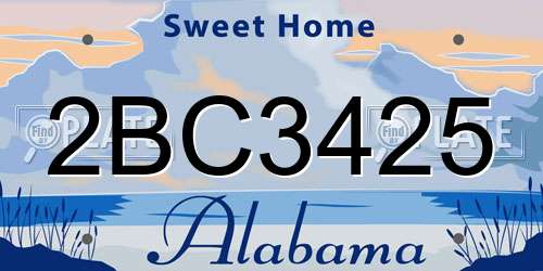 2BC3425 Alabama License Plate