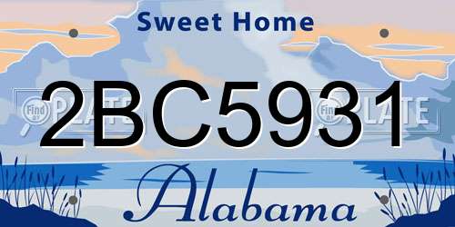 2BC5931 Alabama License Plate