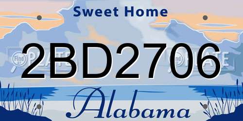 2BD2706 Alabama License Plate