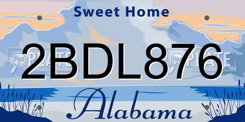 2BDL876 Alabama License Plate