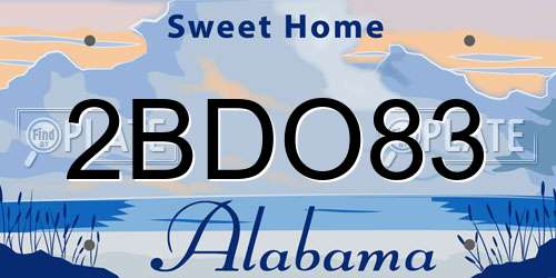2BDO83 Alabama License Plate