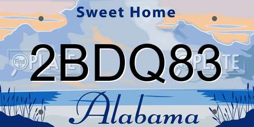 2BDQ83 Alabama License Plate