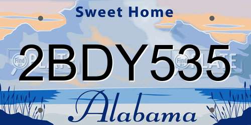 2BDY535 Alabama License Plate